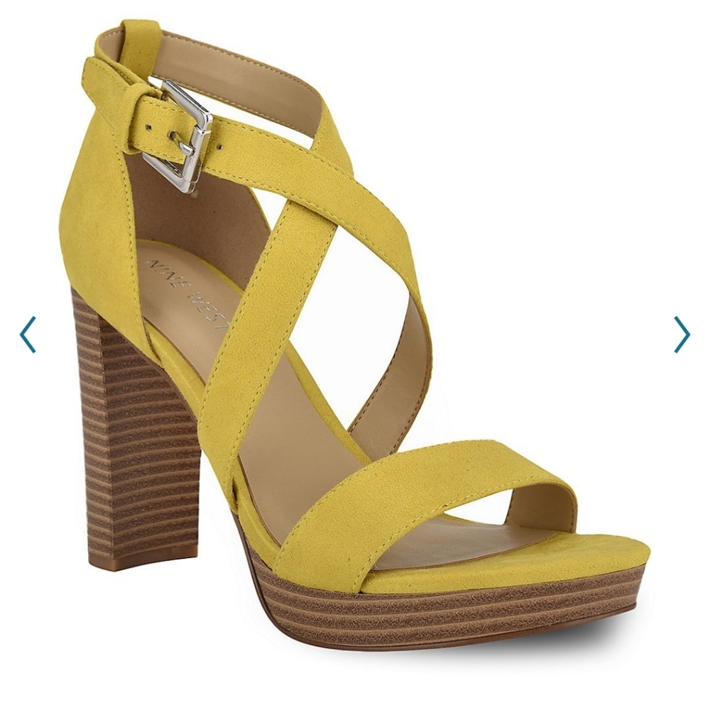 NIB SZ 9 Nine West Deanne Strappy Platform Sandal Yellow